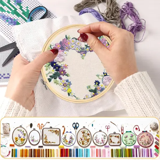 6 Pieces Embroidery Hoops Adjustable Circle Cross Stitch Hoop Ring 4 inch to 10 inch Bulk Round Embroidery Hoop for Art Craft Handy Sewing and Christmas Decoration {4}