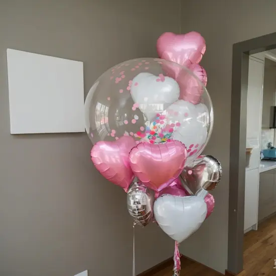 Pink Silver Heart Balloons, 18 Inch Pearl Pink and Silver Heart Shape Balloons, 12PCS Helium Mylar Love Foil Balloon for Birthday Baby Shower Engagement Wedding Party Decorations {3}