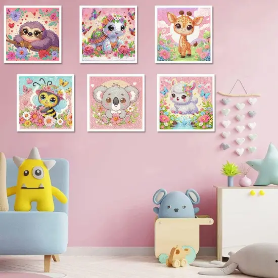 6 Pack Diamond Art Kits for Kids Beginners, DIY Cute Animals Diamond Painting Kits for Kids {3}