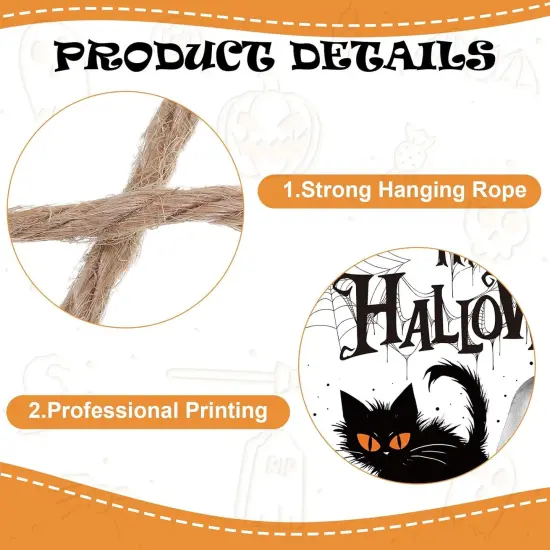 Pumpkin Black Cat Boo Happy Halloween Door Signs {2}