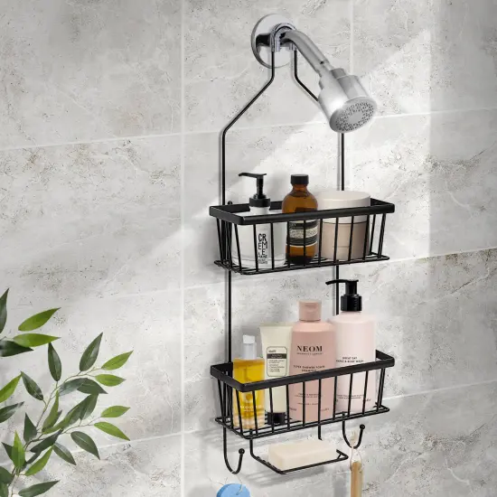 Bathroom Classic Hanging Over The Shower Head Caddy Black {3}