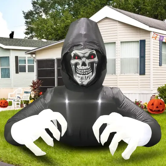 6FT Inflatable Halloween Decorations Outside Grim Reaper {2}
