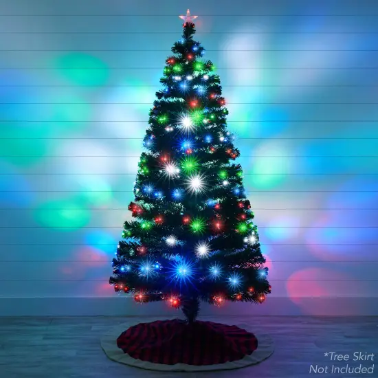 Best Choice Products Pre-Lit Fiber Optic Artificial Pine Christmas Tree w/ Multicolored LED Lights, 8 Sequences {6}