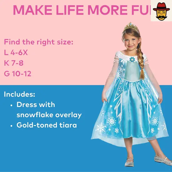 Girls Disney Frozen Elsa Costume with Tiara Dress Set {2}