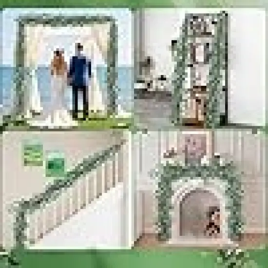 Faux Greenery Garland for Indoor Outdoor Farmhouse Wedding Staircase Floral Decor. {6}