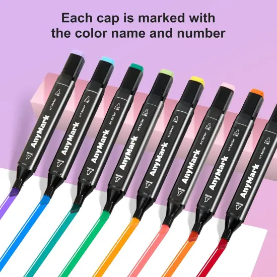 60 Colors Dual Tip Art Coloring Markers Set {3}