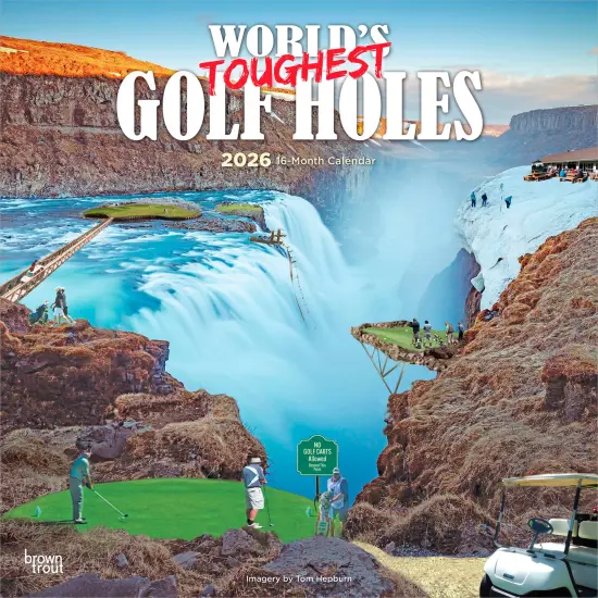 World's Toughest Golf Holes OFFICIAL | 2026 12 x 24 Inch (Hanging) Monthly Square Wall Calendar | Plastic-Free {1}