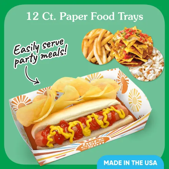 Big Dot of Happiness Here Comes the Son Party Paper Food Trays, Disposable Food Boats Double-Sided Holders for Nachos, Hot Dogs, French Fries - 12 Ct {3}