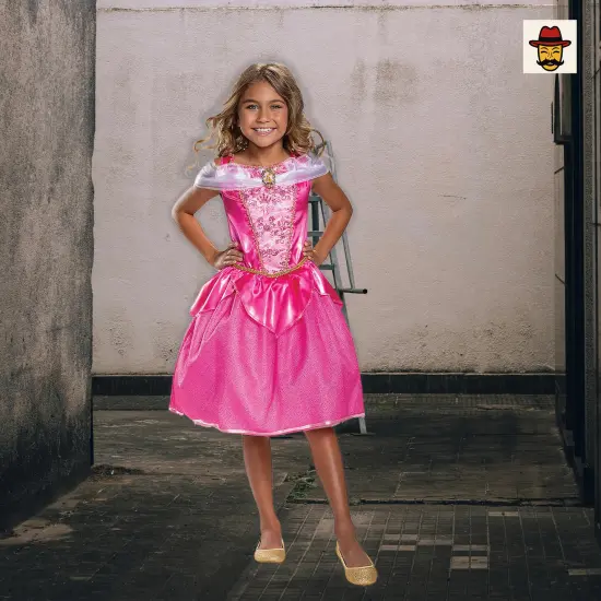 Aurora Classic Pink Costume Dress, Halloween Party Kids Outfit {1}