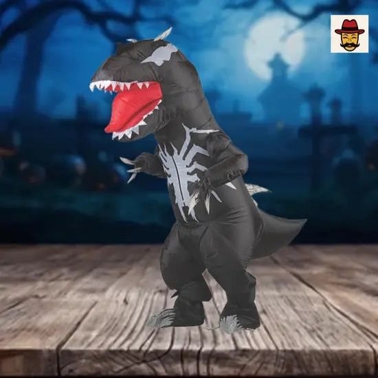 Venomosaurus Adult Inflatable Costume Marvel Villain Suit with Gloves and Fan {1}