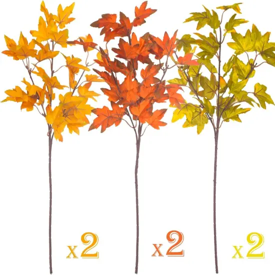 6Pcs Artificial Maple Leaves Branches {2}