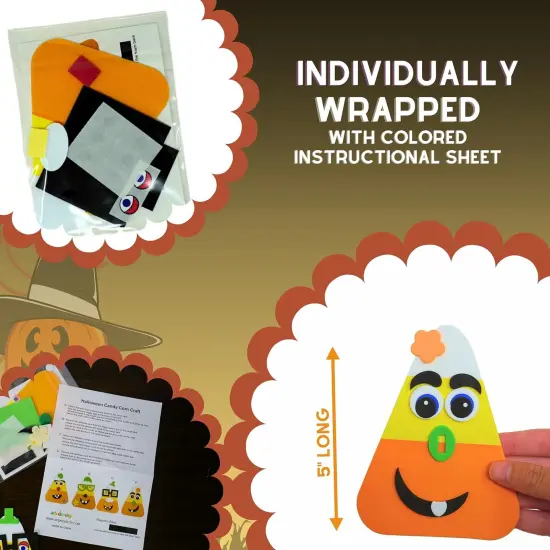 4E's Novelty Halloween Crafts for Kids 12 Pack &ndash; Goofy Candy Corn Magnet Foam Craft Kit, Bulk DIY Fall Arts & Crafts for Toddlers, Classroom Halloween Activities, Party Favors, and Refrigerator Magnets {4}