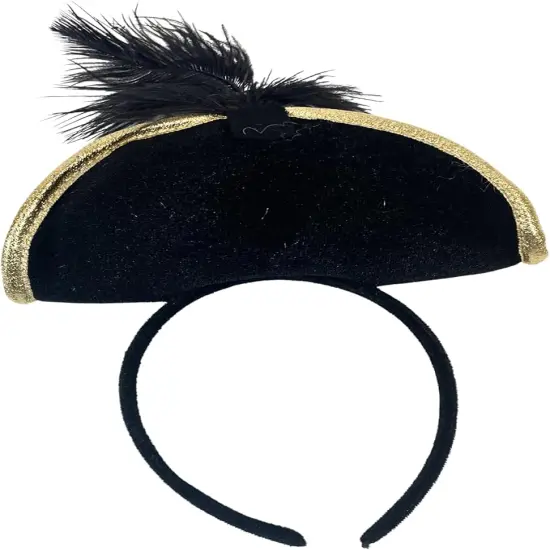 4E's Novelty Black Pirate Headband Hat for Women & Girls &ndash; Mini Pirate Hat with Skull & Feather &ndash; Halloween Pirate Costume Accessories for Adults & Kids, Caribbean Cosplay, Dress Up Party Headwear {5}