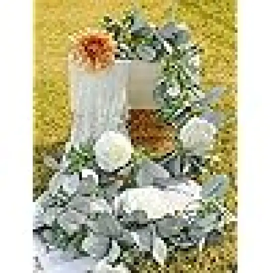 Lambs Ear Greenery White Roses Flower Garland Fake Vines for Wedding {4}