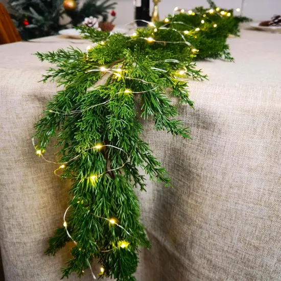 6FT Cedar Garland Realistic Christmas Garland with 16 FT LED Lights String {2}