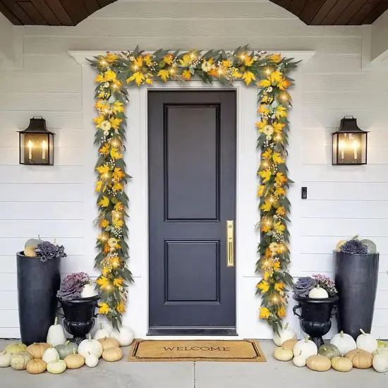 6 Ft Fall Garland for Mantle Fall Decorations for Home Porch Fall Maple Leaves Garlands {4}