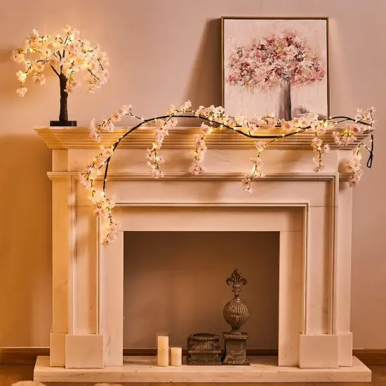 6FT Lighted Garland Spring with Cherry Blossom {4}