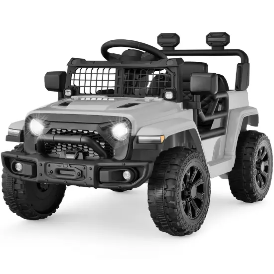 Best Choice Products 6V Kids Ride-On Truck Car w/ Parent Remote Control, 4-Wheel Suspension, LED Lights Light Gray {1}