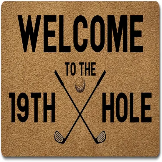 Funny Welcome Mat with Rubber Back 18"(W) x 30"(L)Welcome To The 19TH Hole Golf Theme Doormat for Entrance Way Decorative Mats for Front Porch Entry Door Mat {1}