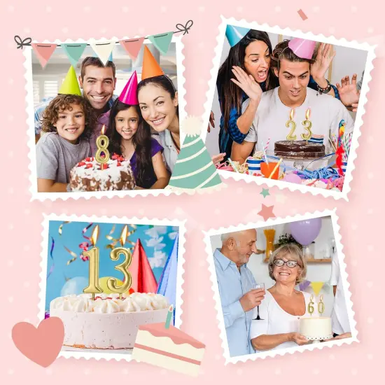 10-Pieces Numeral Birthday Cake Candles (Champagne Gold) {4}