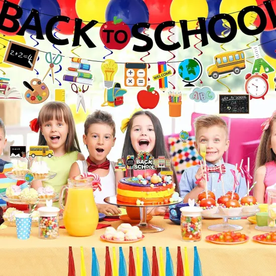 Back to School Banner Balloons Cake Topper School Decorations {2}