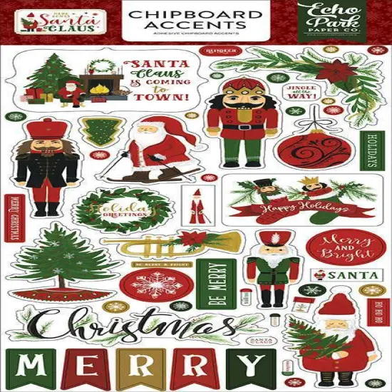 Echo Park Paper Co. Here Comes Santa Claus Chipboard Accent Stickers {1}