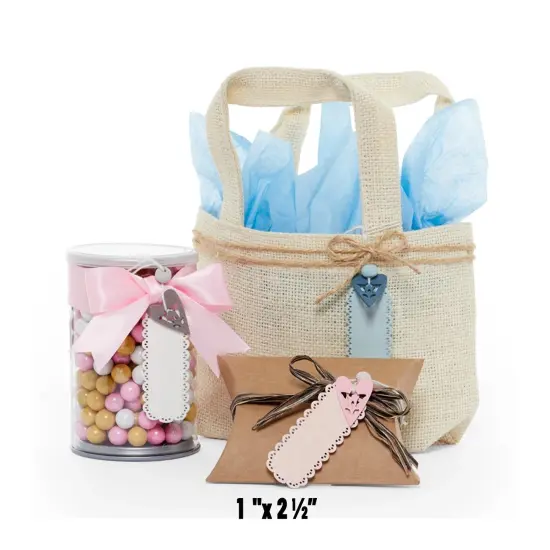 Blue Pre Strung Wooden Tags 1" x 2.5" {6}