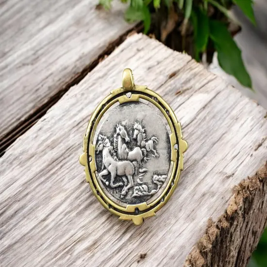 29x27mm 18k Gold Plated Brass Micro Pave Cubic Zirconia Greek Coin Pendant {2}