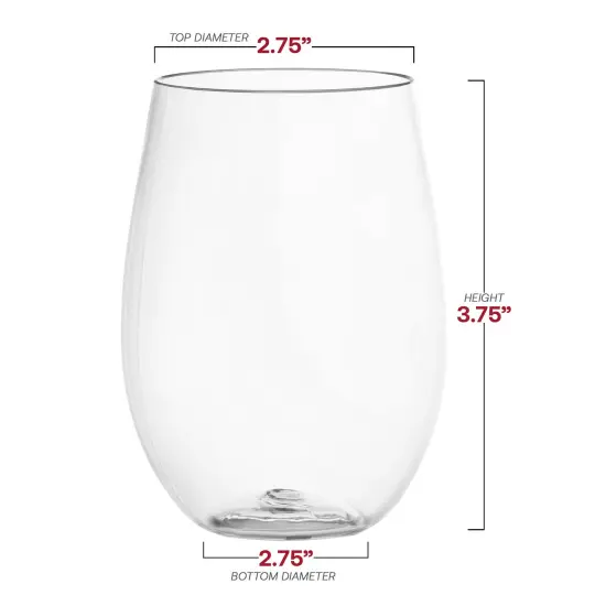 Clear Elegant Stemless Disposable Plastic Wine Glasses - 16 oz. (64 Glasses) {3}