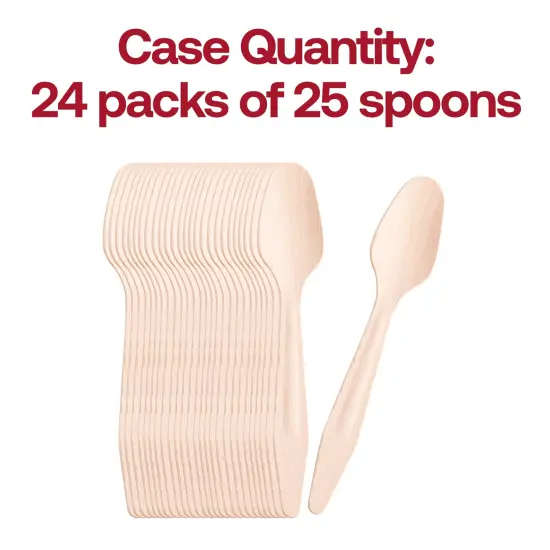 Natural Birch Eco Friendly Disposable Dinner Spoons (600 Spoons) {5}
