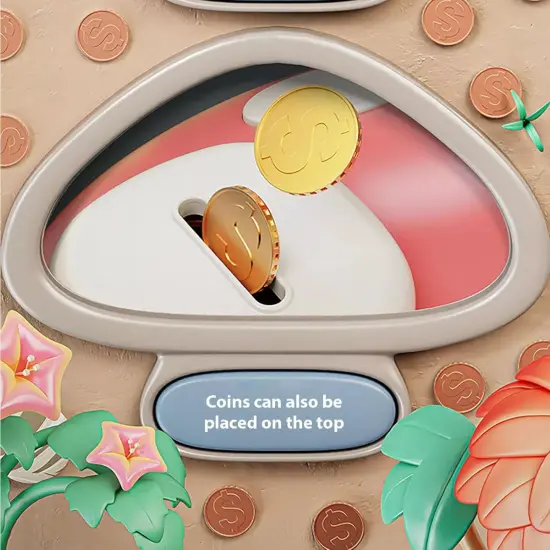 Kitcheniva Kids Cartoon Mushroom House Piggy Bank Key Lock Saving Cash Coin Money Can Toy Pink {7}