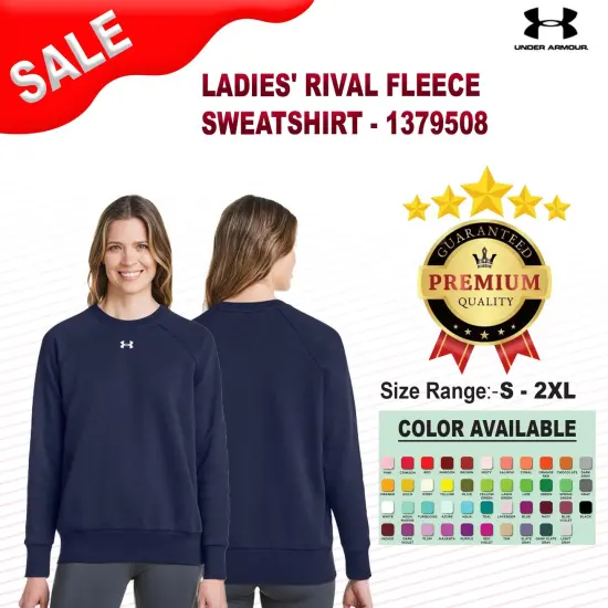 Under Armour&reg; Ladies' Rival Fleece Sweatshirt Black/ white {2}