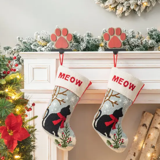 Set of 2 Chrismas Decor Hooked Stockings (Dog/Cat) 2pk Cat {8}