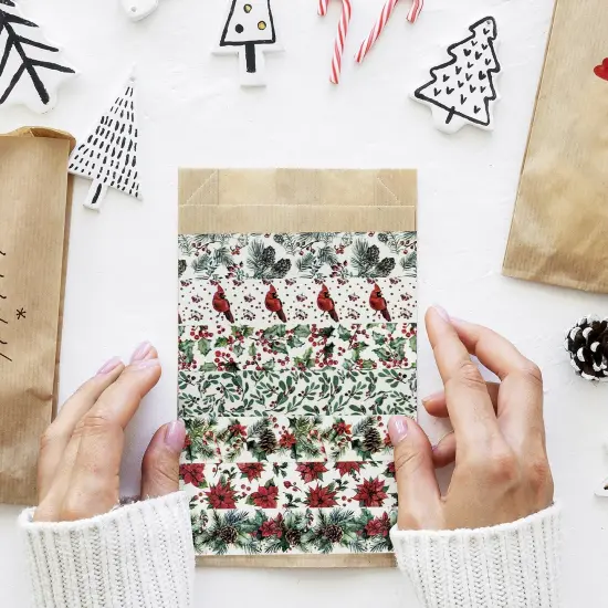 Wrapables Christmas Holiday Washi Tape for Scrapbooking, Stationery, Diary, Card Making 12pcs, Festive Foliage {6}