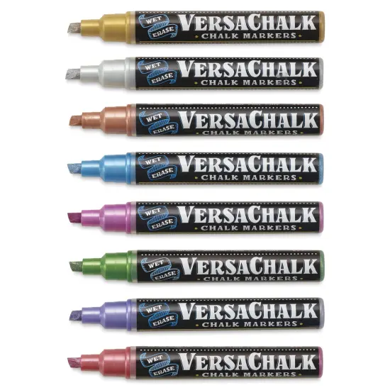 VersaChalk Wet Eraser Liquid Chalk Markers - Metallic Colors, 5 mm, Set of 8, Bold Tip {1}