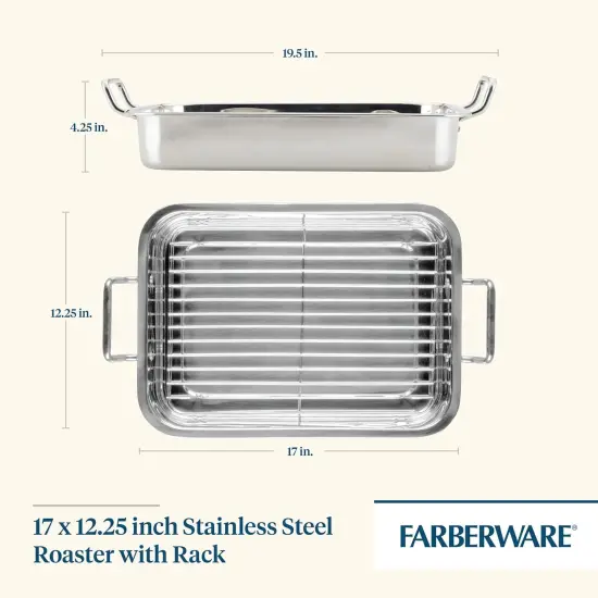 Farberware Stainless Steel Roaster with Rack &ndash; 16-Inch Durable Roasting Pan for Perfectly Cooked Meats and Vegetables {7}