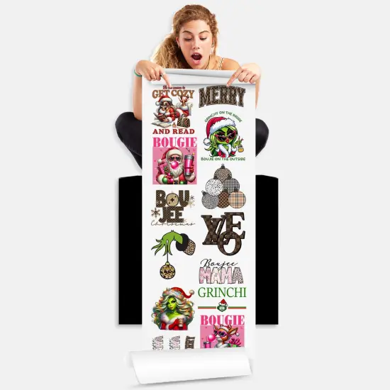 Bougie Christmas - DTF Transfer 22x60 Direct-to-Film Gang Sheets - 12 Adult Prints And 3 Pocket Prints Iron On Transfers {2}