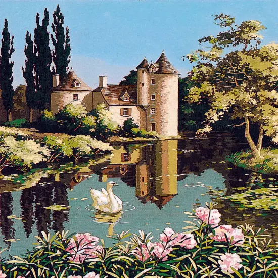 Needlepoint canvas for halfstitch without yarn Canvas The Old Manor SE981.94 Seg De Paris Printed Tapestry Canvas {1}