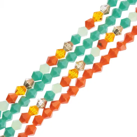 Crystal Lane DIY 7" Designer Glass Bead Multiple Strands Teal & Orange Mix {1}