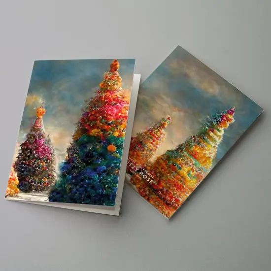 Colorful Christmas Tree Cards - 24-Pack Holiday Greeting Cards with 4 Vibrant, Artistic Tree Designs, Perfect for Sharing Merry Christmas & Holiday Wishes, Blank Inside for Personalized Messages - Bright and Festive Stationery Set {3}