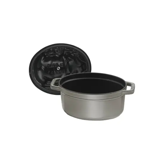Staub Cast Iron 1-qt Pig Cocotte - Graphite Grey {4}