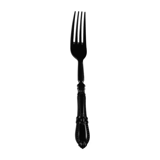 Black Baroque Disposable Plastic Dinner Forks (480 Forks) {1}