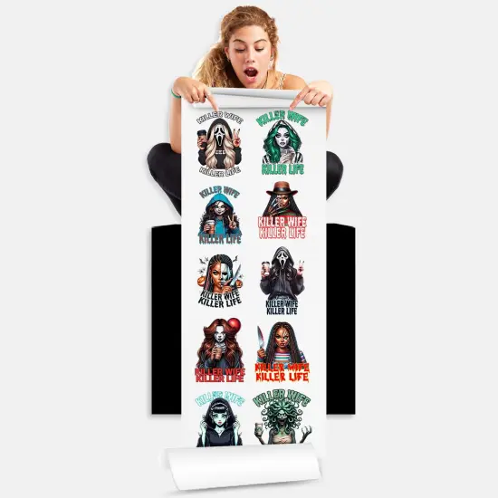 Killer Wife Killer Life DTF Transfer 22x60 Direct-to-Film Gang Sheets Iron On Transfers - 10 Adult Prints {2}