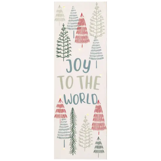 Northlight Lighted Joy to the World Pine Tree Christmas Wall Art - 19.75" White {3}