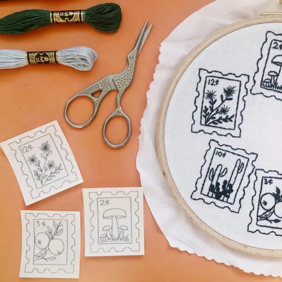 Botanical Stamps - Peel Stick and Stitch Hand Embroidery Patterns {4}