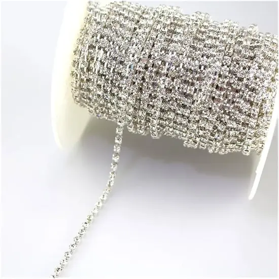 Glamorous Rhinestone Chains Silver Gold 5 Yard Roll {5}
