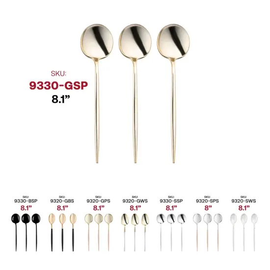 Shiny Gold Moderno Disposable Plastic Dinner Spoons (300 Spoons) {6}
