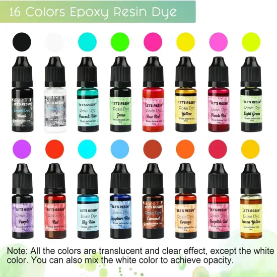 LET'S RESIN Epoxy Resin Paint Pigment 16 Color Concentrated Liquid Epoxy Resin Dye, Colorant for Resin Coloring, Resin Jewelry, Resin Art Crafts DIY Making (Each 0.35oz) {4}