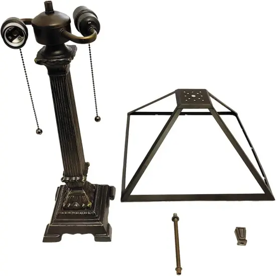 15" Dia. Metal Panel Lamp Base Kit, Antique Bronze Finish with Gold Highlights, Nicely Weighted, 24" Tall {2}