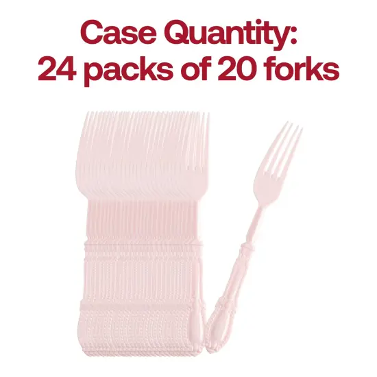 Pink Baroque Disposable Plastic Dinner Forks (480 Forks) {5}